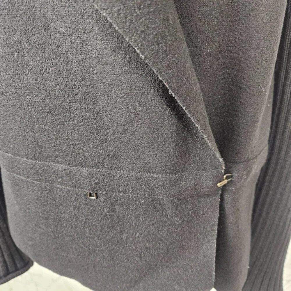 Annette Gortz Black Boiled Wool Hook & Eye Did Sweater Jacket - Picture 3 of 14
